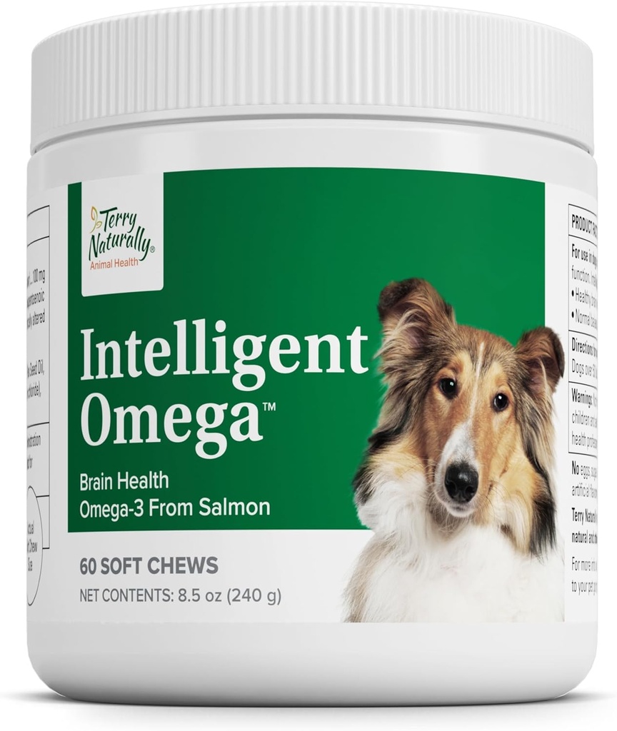 Terry Naturally Intelligent Omega - Hundegesundheitsversorgung für Herz, Gehirn & Augengesundheit - Pet Supplies for Pet Care - Herz, Gehirn & Augenunterstützung für Hunde - 60 Soft Chews