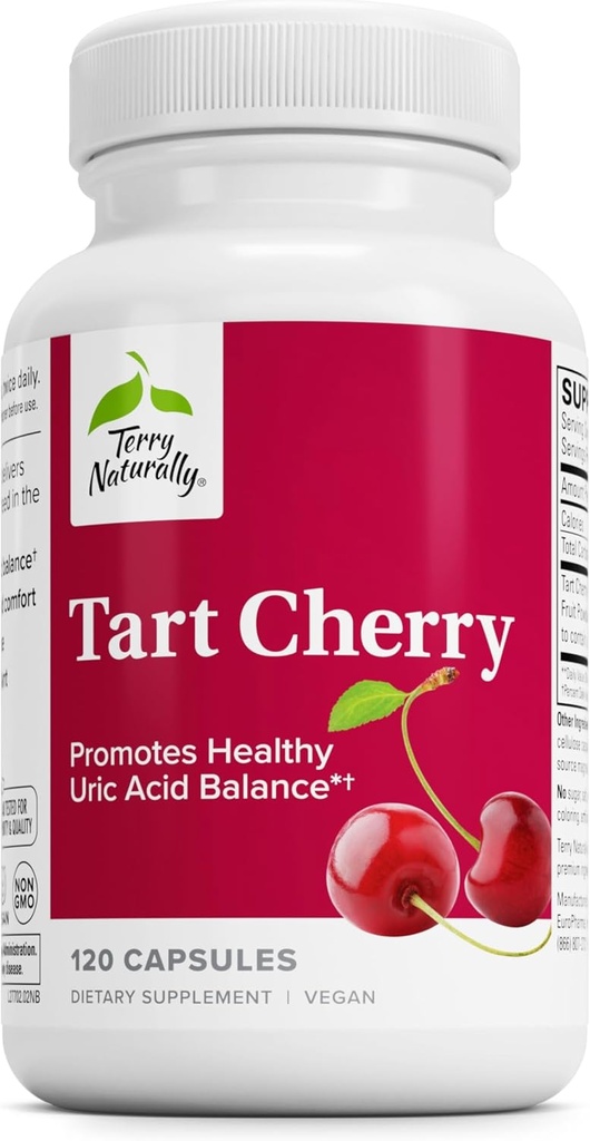 Terry Natürlich Tart Cherry - Antioxidante Ergänzung zu gesunden Uric Acid Balance & Joint Health - Nahrungsergänzung - Nahrungsergänzungsmittel zur Aids-Recovery nach der Übung - 120 Kapseln