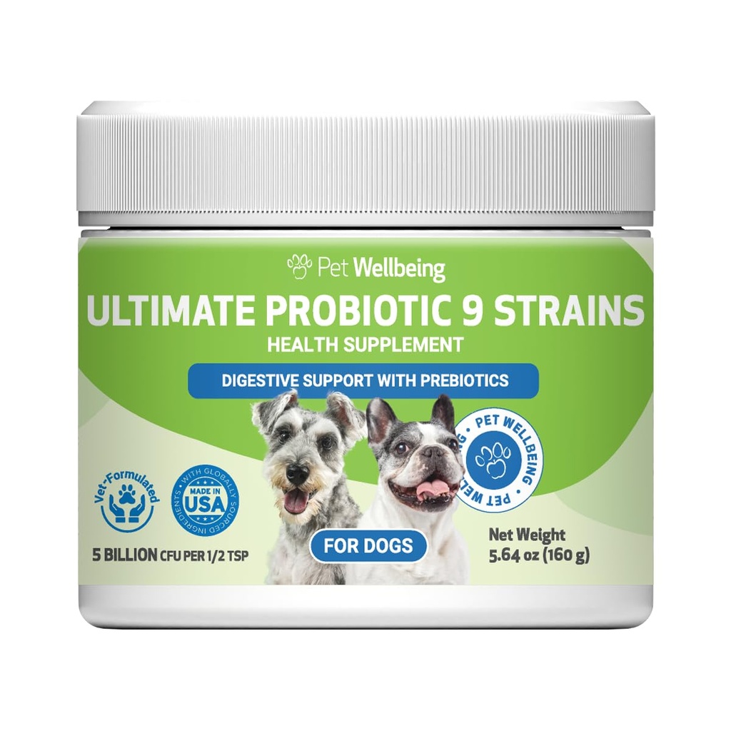 Pet Wellbeing - Ultimate Probiotic 9 Strains für Katzen und Hunde - Natürliche Unterstützung für Verdauung und Urinary Tract Gesundheit 160 Gramm.