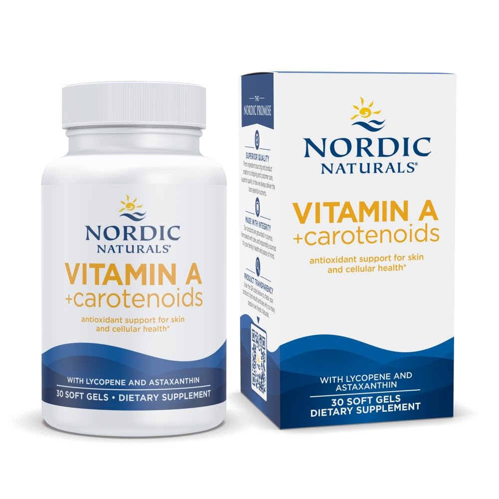 Nordic Naturals Vitamin A + Carotinoide, nicht aromatisiert - 30 weiche Gele - Lycopin & Astaxanthin - unterstützt Haut, zelluläre Gesundheit - Nicht-GVO - 30 Portionen