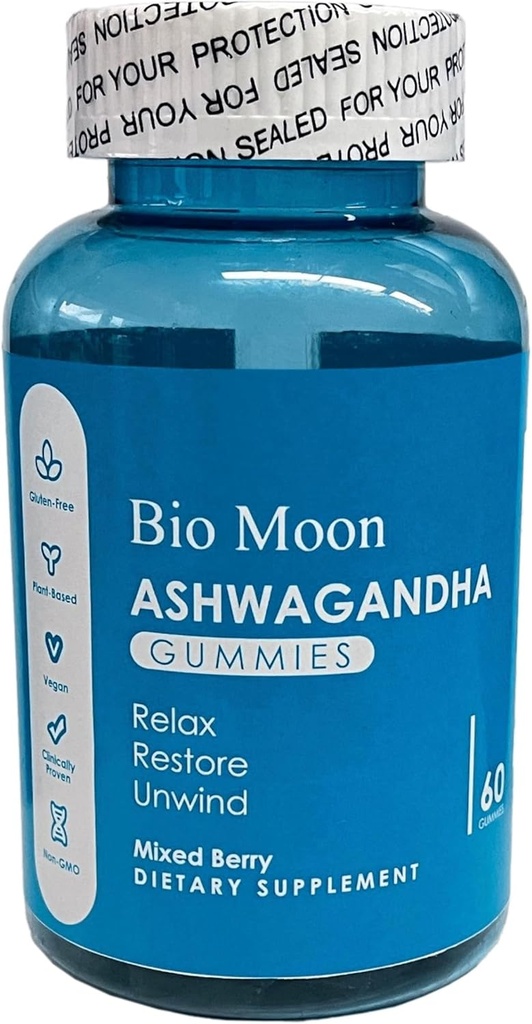 Ashwagandha Gummies & Vitamin D3 Gummies Organic Ashwagandha Supplement for Improve Sleep, Stress Relief & Mood Calm for Men & Women 60 Count (Non-GMO, Gelatin Free & Gluten Free)