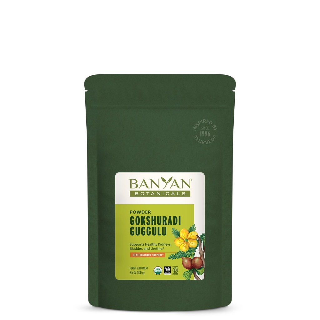 Banyan Botanicals Gokshuradi Guggulu Powder – Organic Ayurvedic Supplement mit Guggulu & Gokshura – für gesunde Harnwege und Nierenunterstützung* – 3.5 oz – Non-GMO Sustainable Sourced Vegan