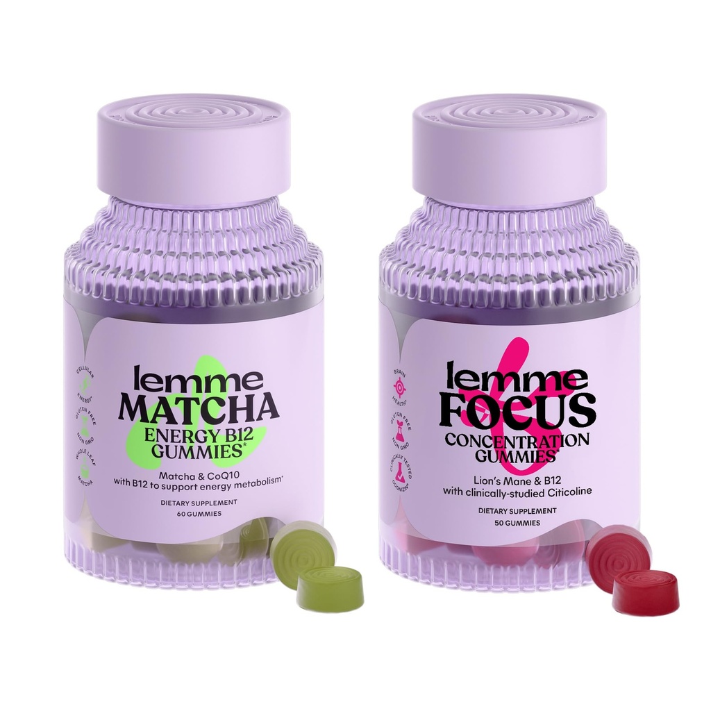 Lemme Matcha & Focus Bundle - 124; Superfood Energy Gummeans - 124; B12, Green Tea + CoQ10