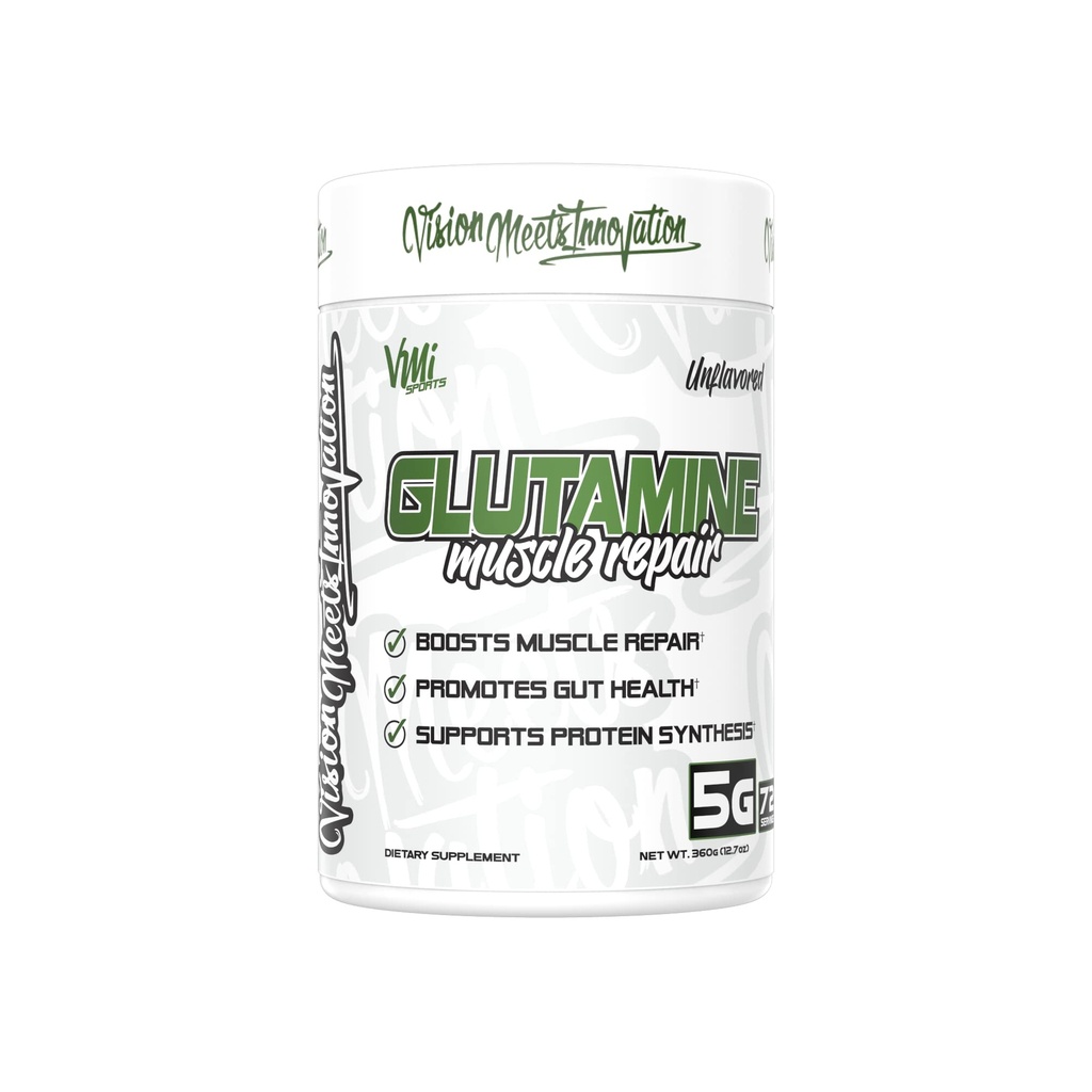 VMI Sport Glutamin Muskelreparatur Pulver Reines L-Glutamin | Muskelreparatur & Erholung – Gut Health – Proteinsynthese | 5g pro Servierung – 72 Servierungen