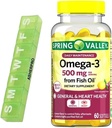 Frühlingstal Omega-3 Fischöl, 500mg, Omega 3 Fischöl, Fischöl Omega 3 Ergänzungen,Omega3, Omega 3 Fettsäure Ergänzungen, Fischöl Ergänzungen, = 60 Zähler + Pill Organizer