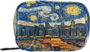 Pill Box 7 Day Starry Night Sky City Pill Case Bag Travel Pill Organizer Bag Zipper Portable Weekly Case Compact Size for Vitamin Supplement Holder