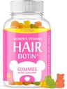 Hair Biotin Gummies Vitamins 10000mcg - Biotin Supplement for Healthy, Stronger, Beautiful Hair & Nails, Non-GMO, Chewable Vegan Hair Gummies for Women & Men - 60 Gummy