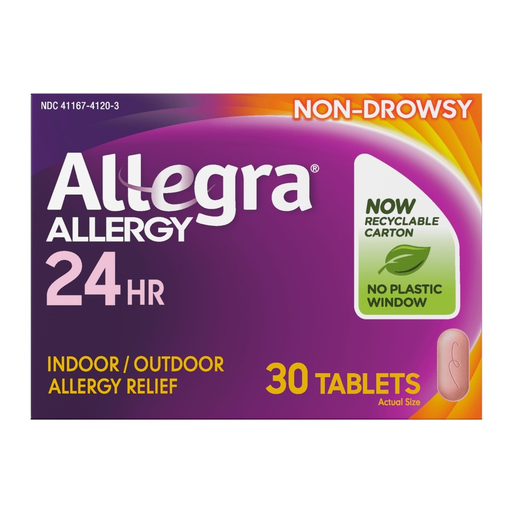 Allegra Adult 24-Stunden-Allergy-Relief-Tabletten, Non-Drowsy Indoor und Outdoor-Allergy-Medizin, 180 mg Fexofenadine HCI Antihistamin Pille, 30-Count