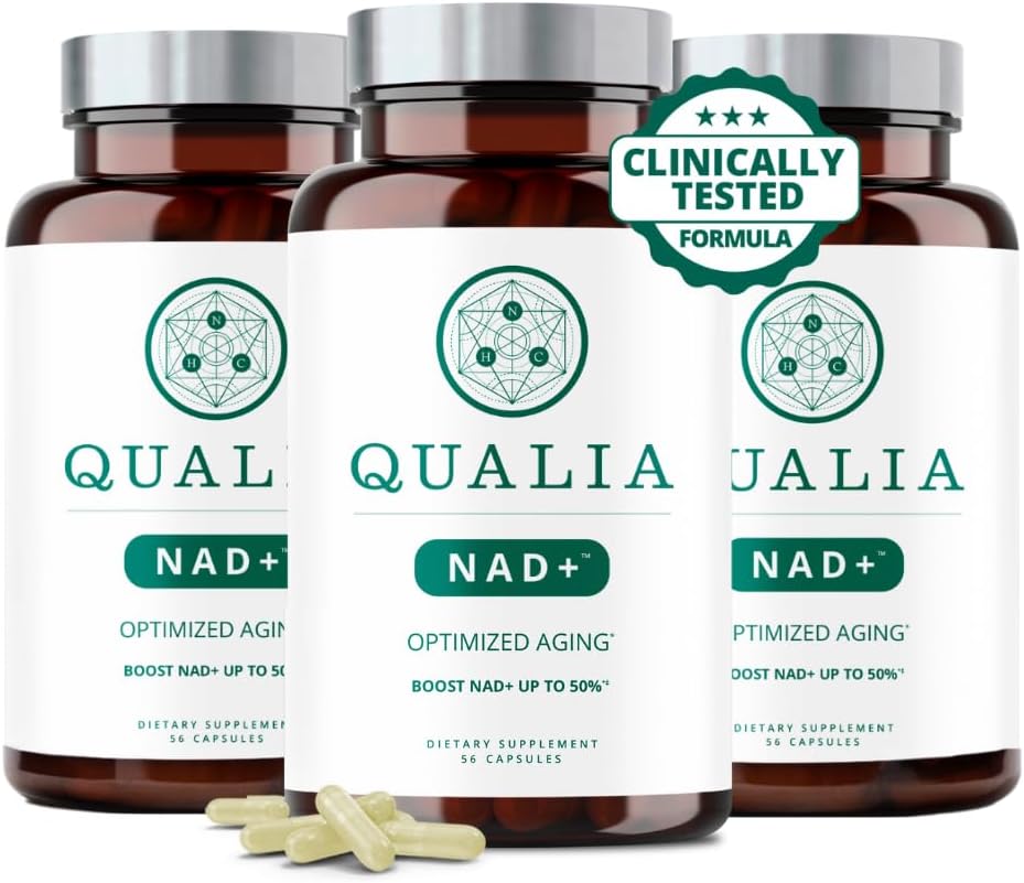 Qualia NAD Supplement — Klinisch getestet, um NAD+ bis zu 67% zu steigern. Optimiertes Altern, Energie, Fokus. Elite NAD+ Booster Zutaten: Nicotinamid Riboside (NIAGEN,) Niacin, Niacinamid (3 Month Supply)