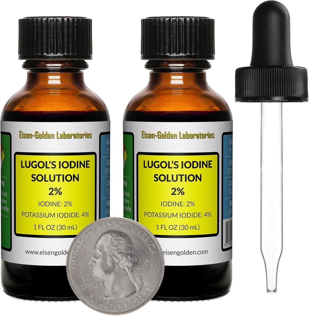 Lugol jód / 2% oldat / 2 Oz két borostyán üveg / szabad cseppentő / USA