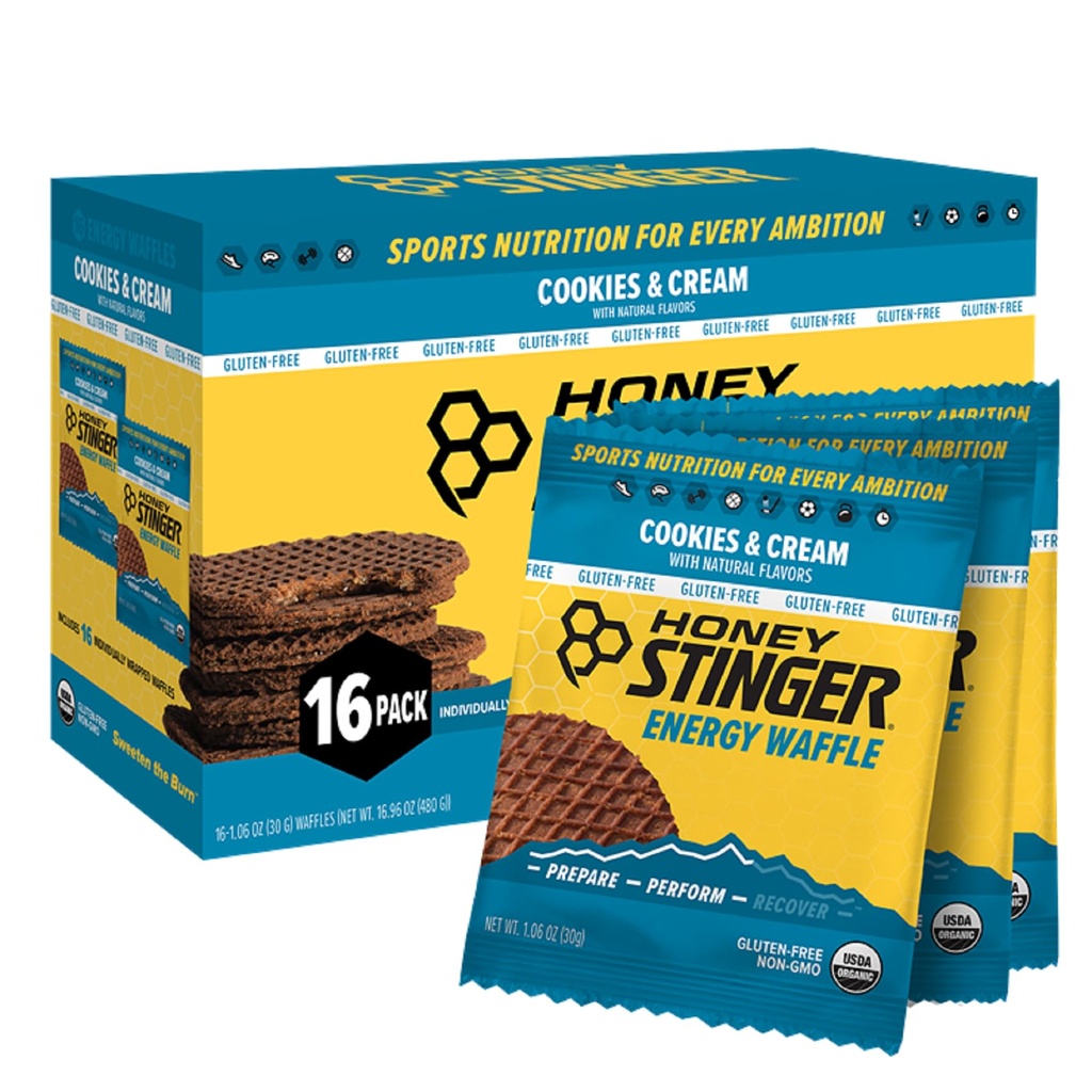 Honey Stinger Organic Gluten Kostenlose Cookies & Cream Waffle, Energy Stroopwafel für Übung, Ausdauer und Leistung, Sporternährung für Heim & Gym, Pre & Während Workout, 16 Waffeln, 16.96 Unze