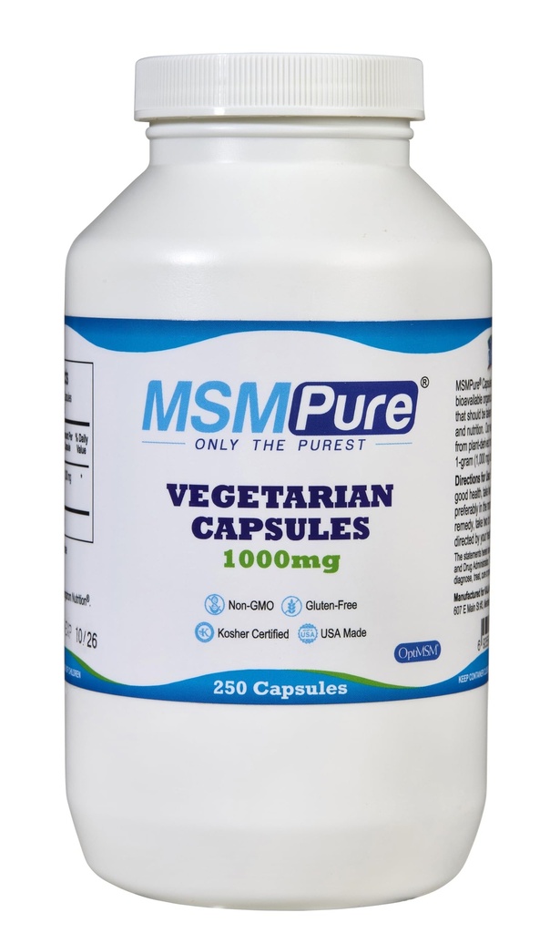 KALA EGÉSZSÉGÜGYI MIMPUR MSM Vegetáriánus kapszula - 1000 mg US- gyártású MSM kapszulánként a közös egészséghez, bőrmegjelenéshez, haj- és körömtámogatáshoz - 250 gróf, szerves kén