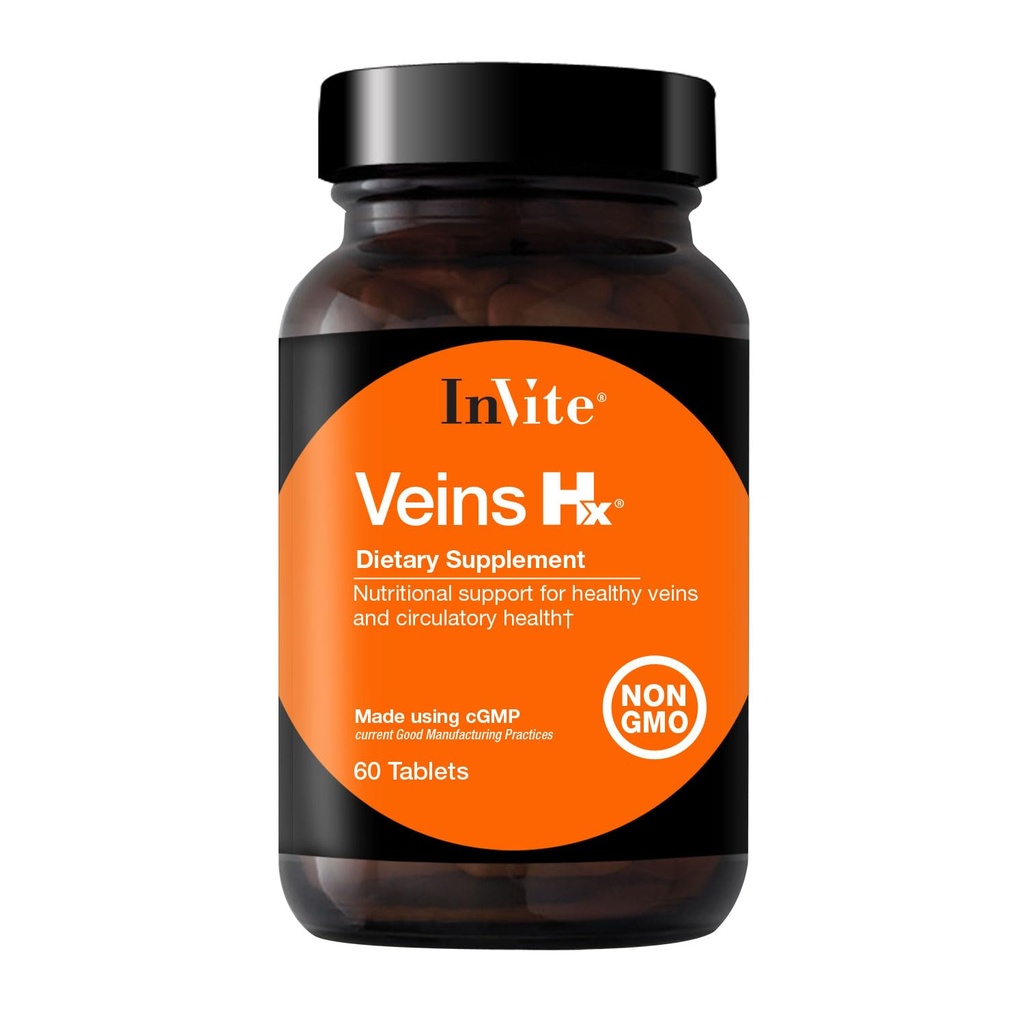 Invite Health Veins Hx ® - Supports Veins and Circulatory Health - C-vitamint, Citrus Bioflavonoids, Horse Chestnut Seed, Gotu Kola, Bilberry Fruit - 60 tablettát tartalmaz