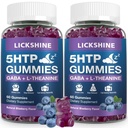 2 Pack 300MG 5- HTP GABA alvó gumikat 200mg L- Theanine kiegészítés agy, hangulatstabilizáló és alvó támogatás, Melatonin- mentes, Omega 3- 6- 9 természetes zzzs, áfonyás flavor