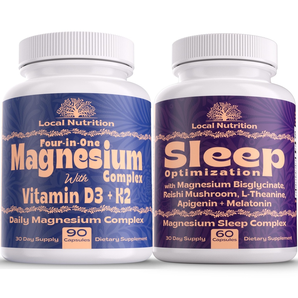 Natural Sleep Aid Magnesium Complex Bundle - Premium Sleep Support Supplement und Magnesium Supplement - One Month Supply, Made in USA