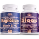 Natural Sleep Aid Magnesium Complex Bundle - Premium Sleep Support Supplement und Magnesium Supplement - One Month Supply, Made in USA
