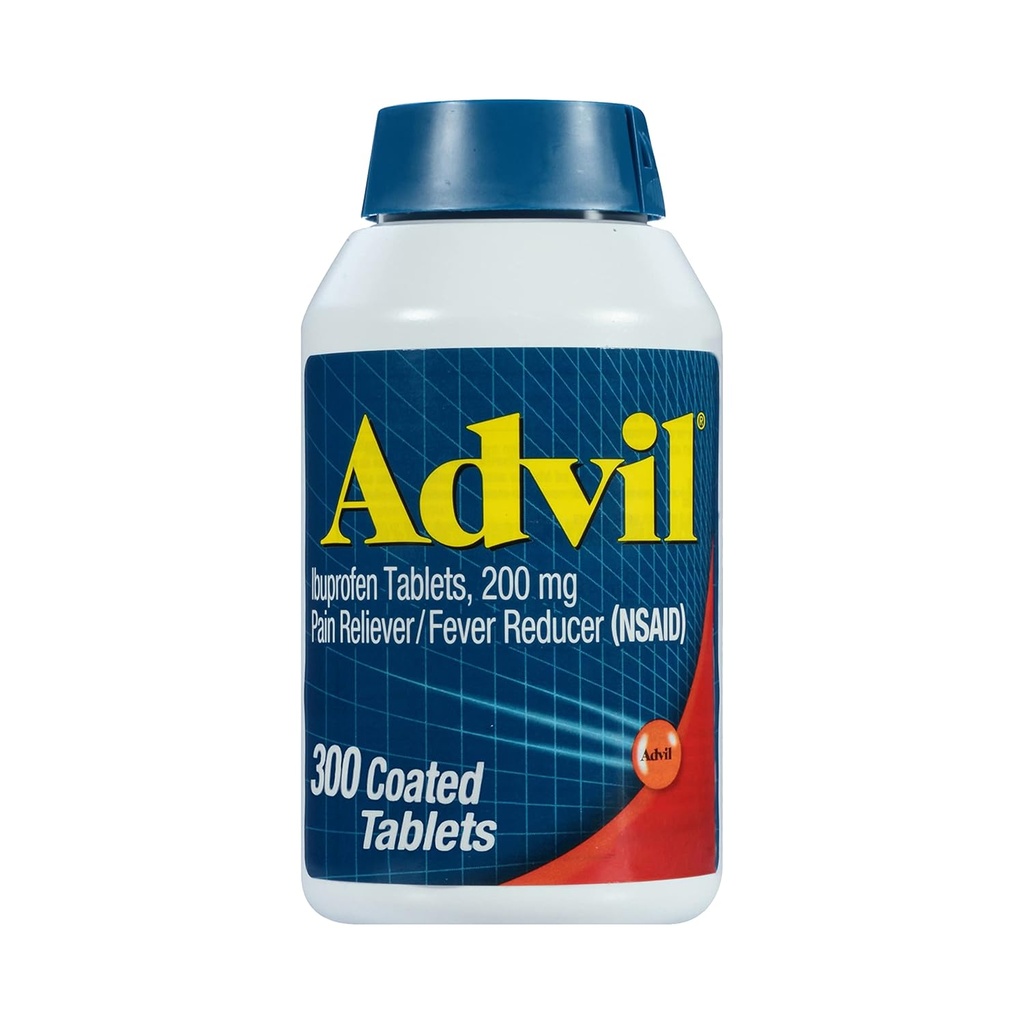 Advil Pain Reliever und Fever Reducer, Schmerzrelief Medizin mit Ibuprofen 200mg für Kopfschmerzen, Rückenschmerzen, Menstruationsschmerzen und Gelenkschmerzen Relief - 300 Coated Tablets
