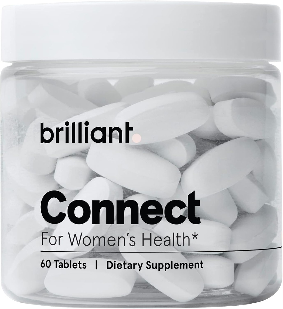 Brilliant Connect Perioden-Gesundheits-Ergänzung – Fördert Entlastung von Cramps, Fatigue, unregelmäßige Perioden, Hormonelle Akne, Hot Flashes und mehr* – Natürliche Hormon Balance Unterstützung* (60 Tabletten)