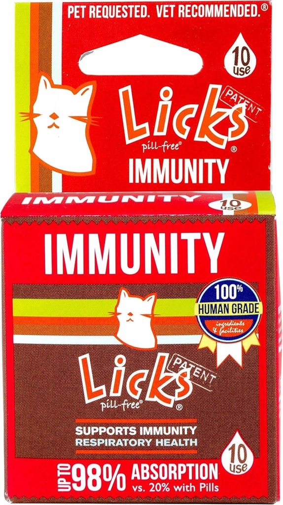 Licks Pill-Free Cat Immunität - Immununterstützung Cat Supplies - Respiratorische Ergänzungen - Health Supplies - Gel Packets - 10 Verwendung