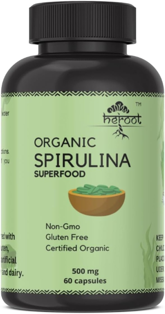 Bio Spirulina Protein Pulver Kapseln - Vitamine & Mineralien für Energie - Vegetarisch, Glutenfrei 100% reines Superfood für optimale Gesundheit (120 Kapseln)
