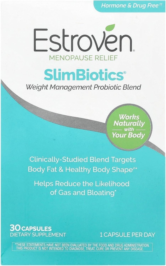 Estroven SlimBiotics, Weight Management Menopause Ergänzungen für Frauen, 30 Kapseln, B Vitamine, um Stoffwechsel-Gesundheit zu unterstützen, Probiotika für Verdauungs-Gesundheit, Gas & Bloating Relief