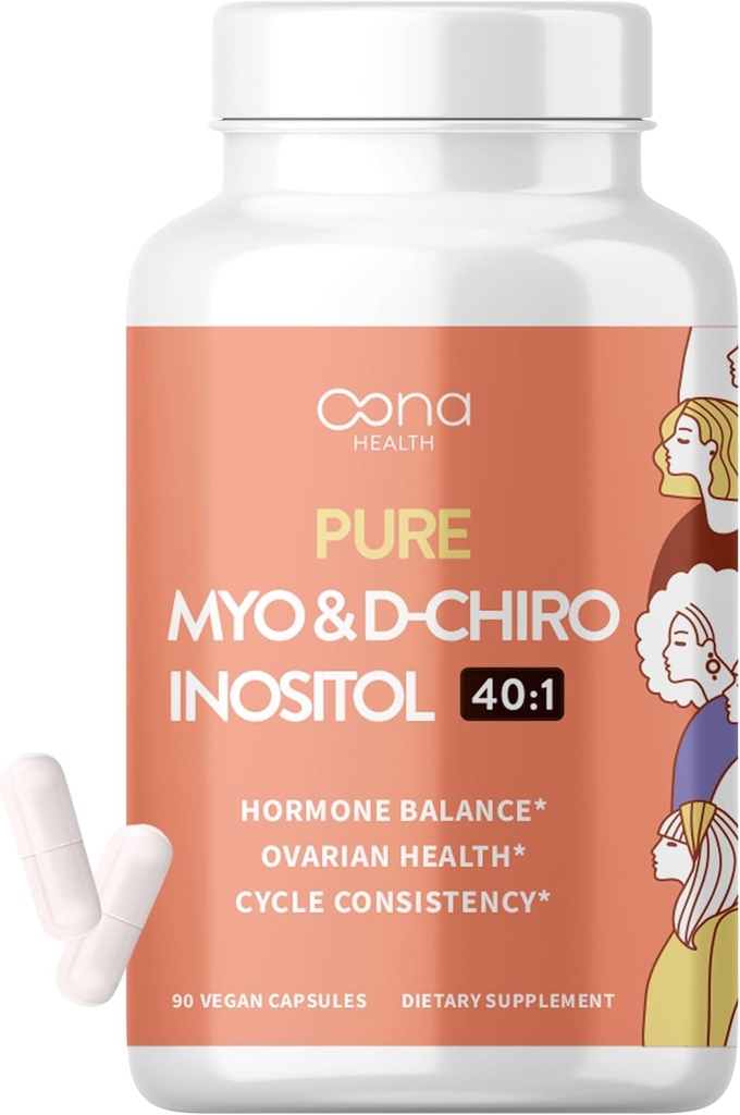 Vegan Myo-Inositol & D-Chiro Inositol Supplement für Damen - PCOS Relief, Hormonal Balance, Ovarian Support, Ovulation Support Supplement - Ideale Ratio 40:1-90 Cap - Fertility Supplements für Frauen