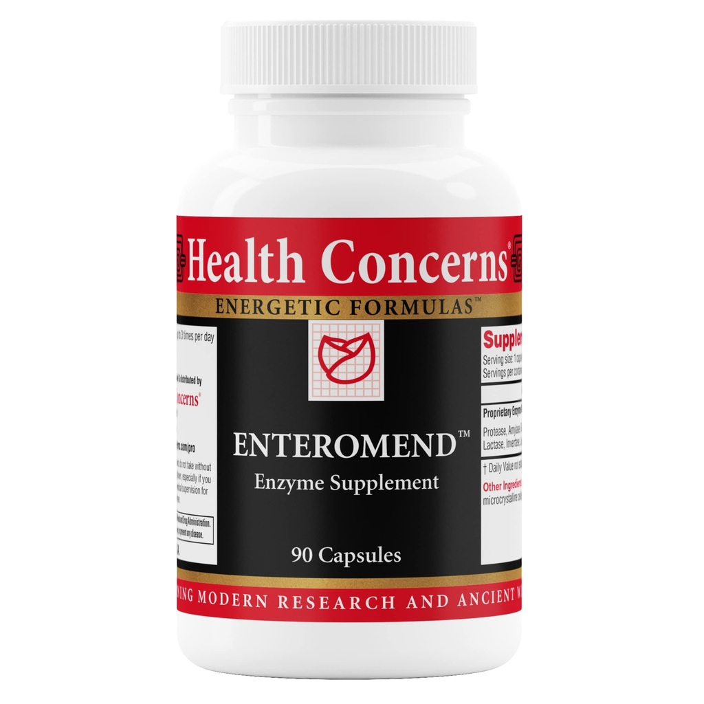 Health Concerns Enteromend – Verdauungsenzymergänzung für Gutgesundheit, Bloating & Food Sensitivity Relief – Darm & Verdauungshilfe – Protease, Amylase, Lactase & Peptidase – 90 Kapseln