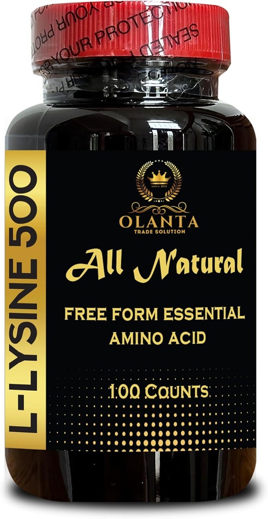 L-LYSINE Aminosäure-Ergänzungen - Aminosäure-Ergänzung zur Unterstützung Synthese von Kollagen, Stimuliert Calcium-Absorption, Connective Tissue Health - 1 Flasche 100 Zähler