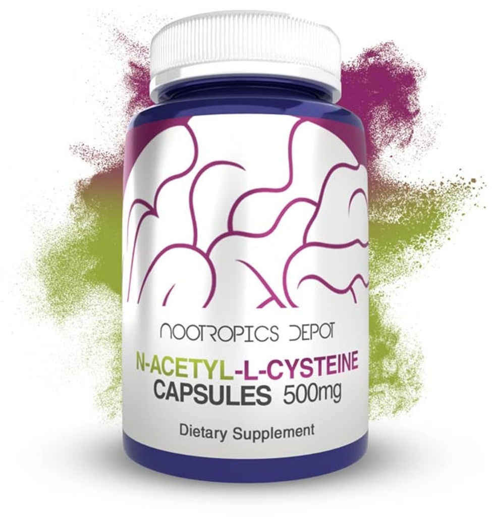 Nootropics Depot N-Acetyl L-Cystein Kapseln | 500mg | NAC | 180 Count | Unterstützt gesunde Leberfunktion | Cellular Health | Glutathione Levels | Gesunde Oxidationsstufen