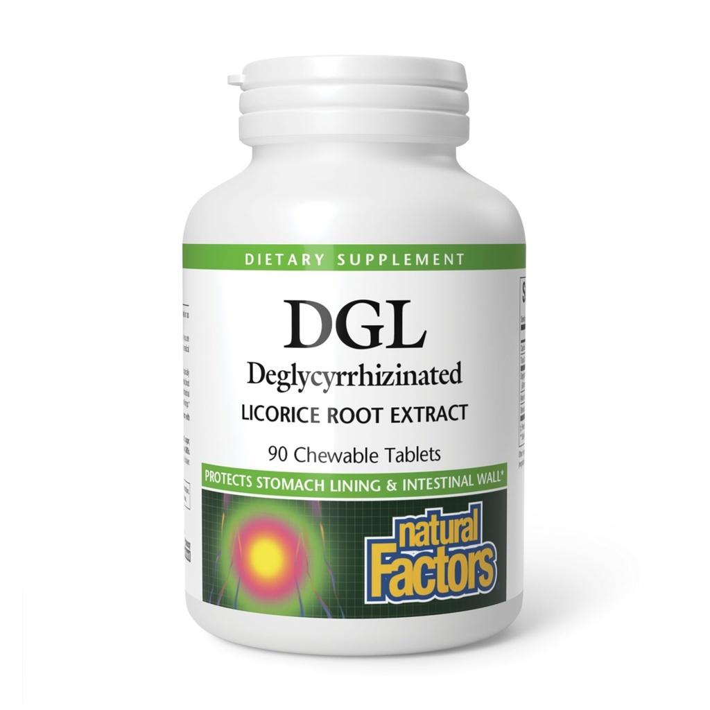 Natural Factors DGL Chewable - Digestive Support Supplement with Licorice Root Extract - Chewable Tablets Support Stomach Lining & Health - Non-GMO & Gluten-Free - 90 Chewable Tablets (90 Servings)