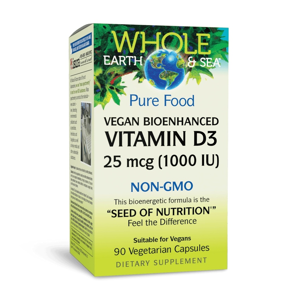 Natürliche Faktoren Ganze Erde und Meer Vitamin D3 - Nahrungsergänzung unterstützt starke Knochen & Gelenke - Aids Calcium Absorption - Vegan & Non-GMO - 90 Vegetarische Kapseln (90 Servietten)