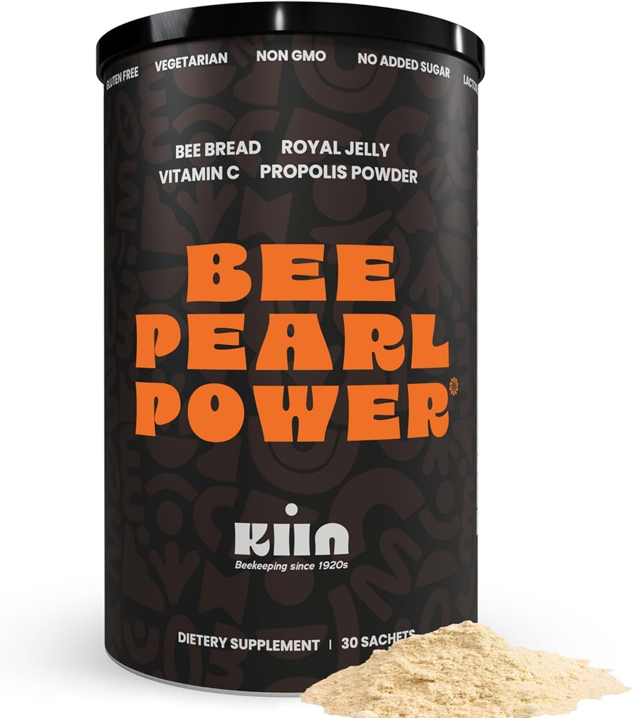 Kiin Bee Bread Powder - Fermented Pollen & Honey, 100% Natural Multivitamin, Superfood für Energie, Stoffwechsel, Schlaf, Erholung, Immunität | Enthält Royal Jelly und Propolis