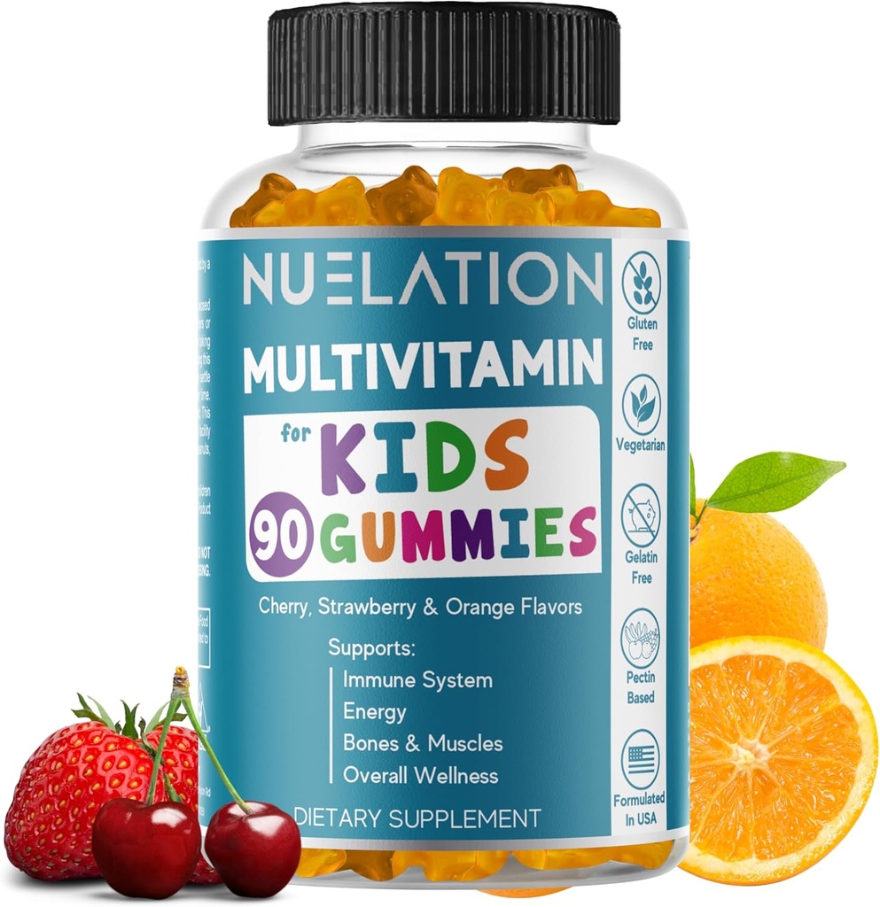 Gummy Vitamine für Kinder 45 Tage Versorgung - Vegetarisch, Glutenfrei, Gelatinfrei, Multivitamin-Gummien für Kinder zur Unterstützung Immunsystem & Gesamt Wellness