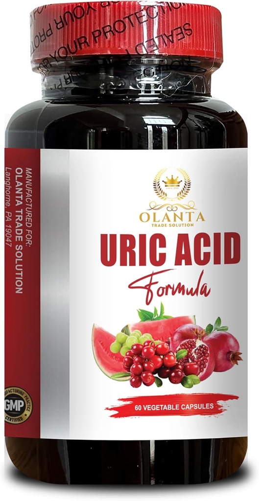 URIC Acid Formula - Nierengesundheit & Gelenkunterstützungsergänzung, Gelenkmobilität, Uric Acid Level, Gelenkrelief - 1 Flasche 60 Kapseln