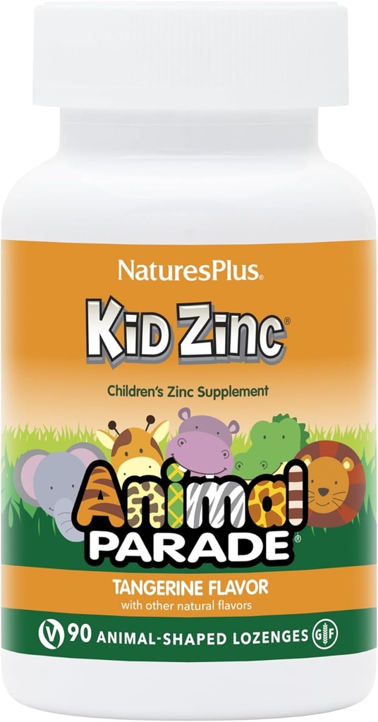 NaturesPlus Animal Parade KidCink, Tangerine Flavor - 90 Animal- Shapped Lozenges, 3 darabos csomag - Organic Chelated Cink - Vegan, Gluten Free - 270 Összes szolgáltatás