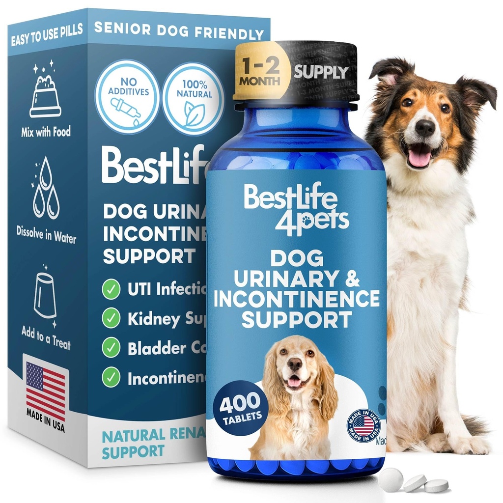 Dog UTI und Kidney-Unterstützung, natürliche Inkontinenz und Blasen-Kontrolle für Hunde reduziert unfreiwilliges Leaking, urinäre Trakt Probleme, Flush Out Bladder Stones & verbessert Hunde Nierengesundheit (400 Pillen)