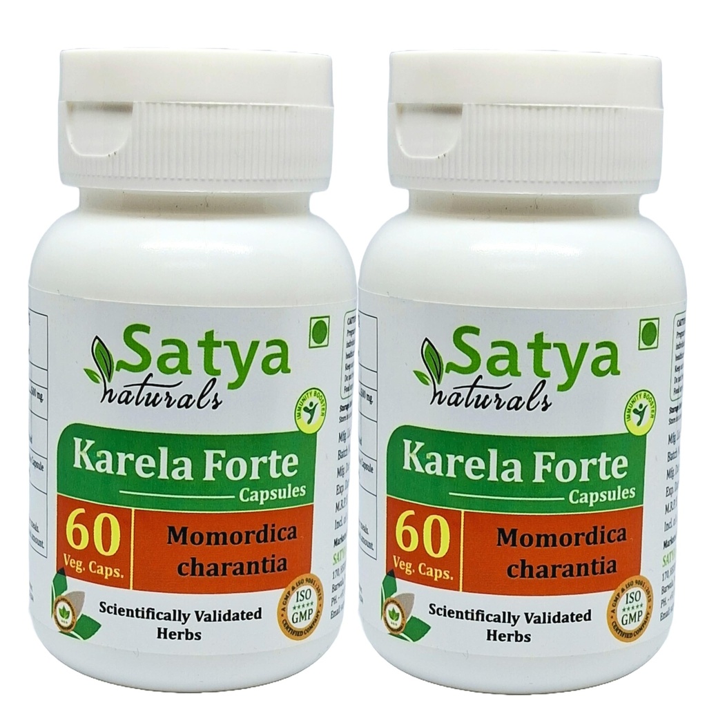 Bitter Melon Forte Capsule 500 mg. 60 Veg. Kapsel | Karela (Momordica Charantia) Extrakt Kapseln für Männer und Frauen | Ayurvedische Kräuterergänzung / Heilmittel | 10:1 Forte (2 Flaschen von 60 Kapseln)