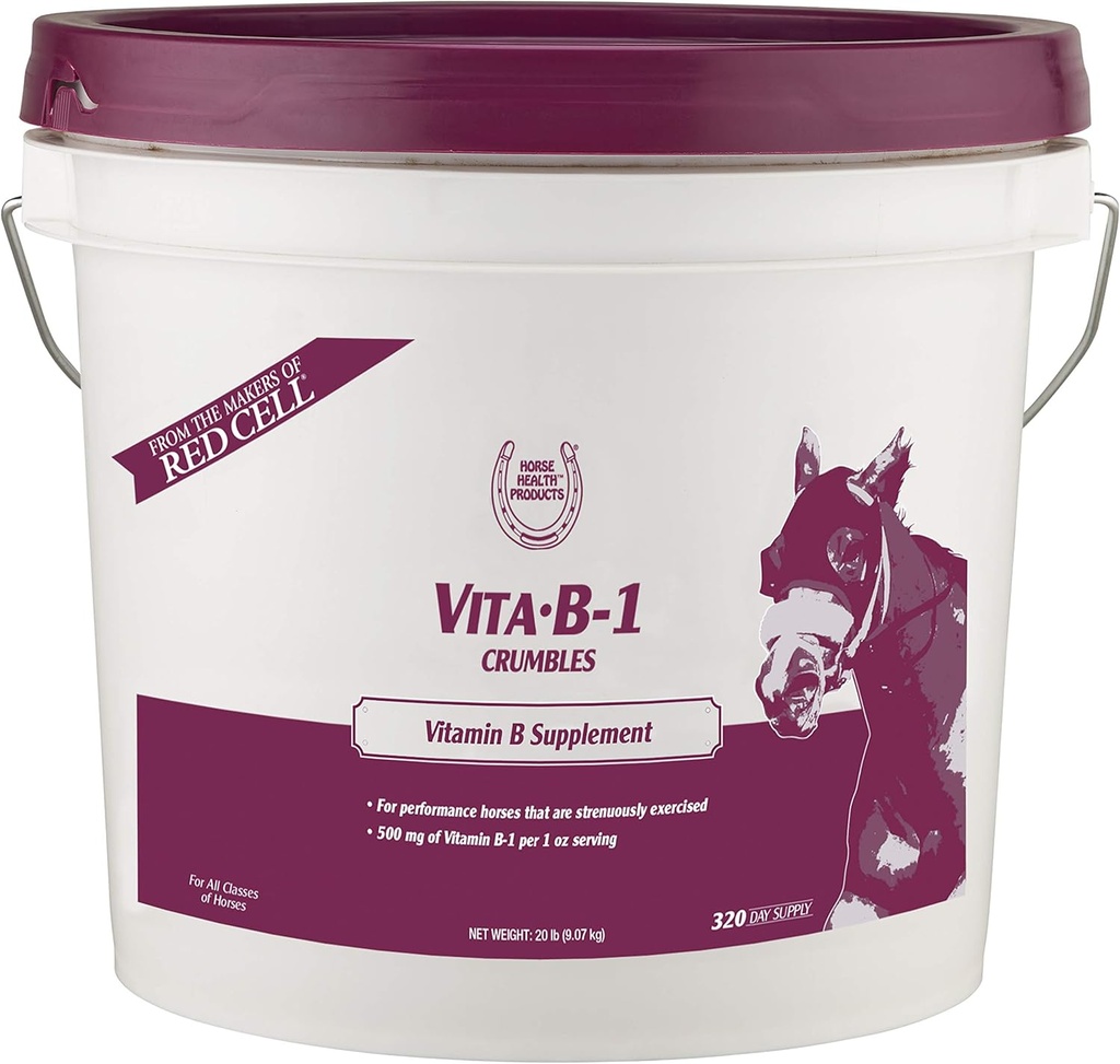 Farnam Horse Health Vita B-1 Crumbles Ergänzung für Pferde, unterstützt optimale Muskelaktivität und Stoffwechsel für Leistung, 20 Pfund, 320 Tage Versorgung