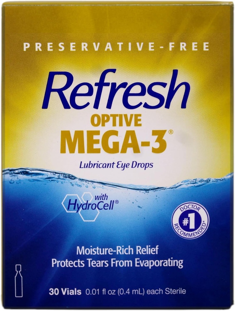Frissítse Optive Mega3 Kenőanyag Single-Use Sterile konténerek Szemcseppek 30 ea (3-as csomag)