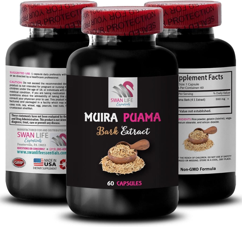 Jeden Tag Kraft - MUIRA PUAMA BARK EXTRACT - Natural Resilience Support, Active Mindset Support, Herbal Drive Activation, Pflanzenbasierte Energiequelle, All-Day Energy Boost, Balanced Energy 1Bot 60Caps