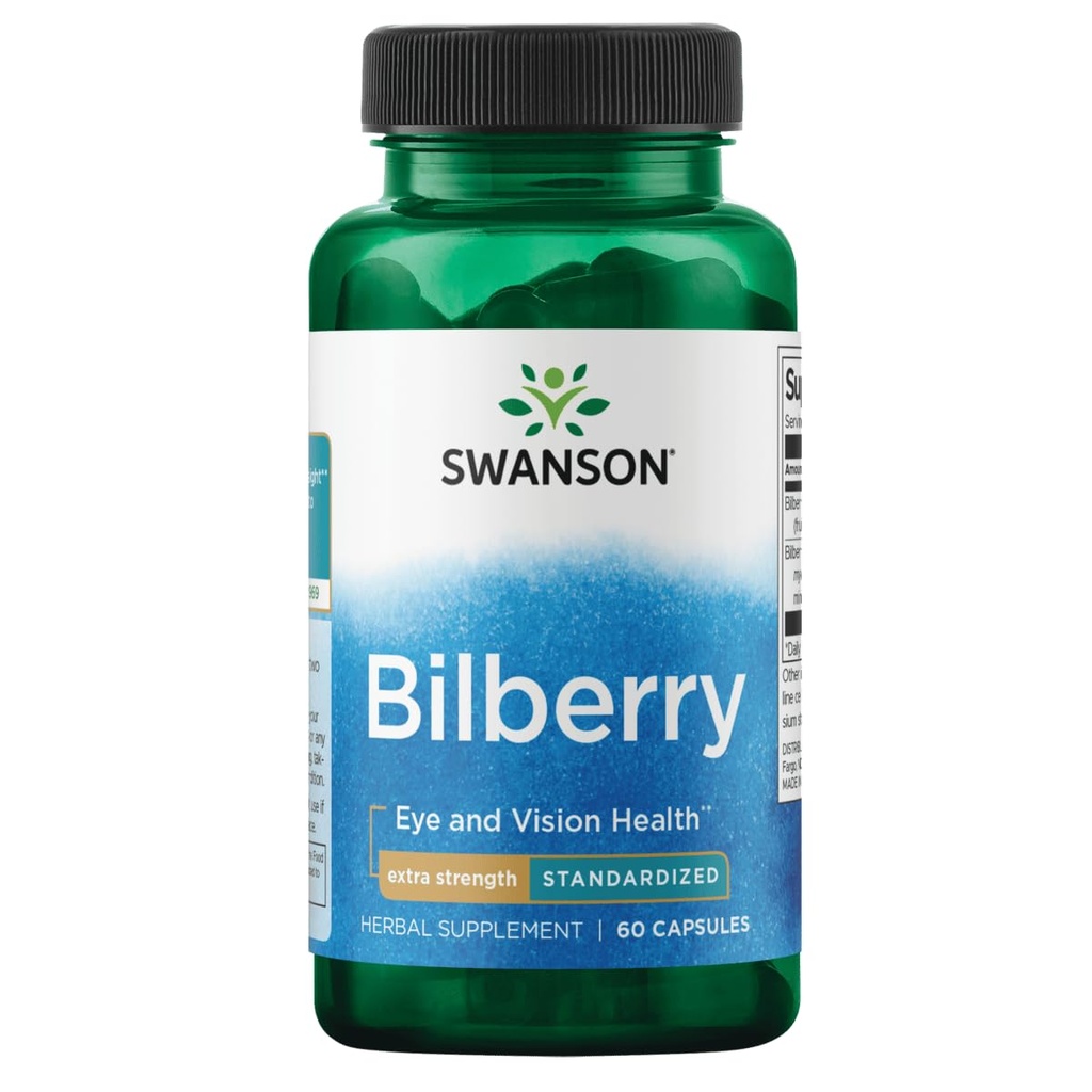Swanson Extra-Strength Bilberry (Standardisiert) 100 Milligramme 60 Kapseln