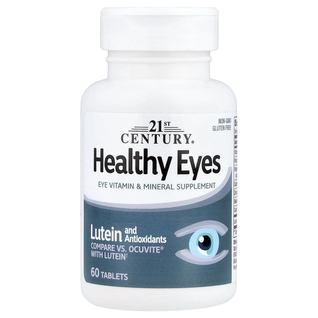 21st Century Gesunde Augen mit Lutein-Tabletten, (60 Count), Augenvitamine & Mineral Supplement mit Antioxidantien für die Sehunterstützung, Augengesundheitsergänzungen für Erwachsene & Senioren, Nicht-GVO & Glutenfrei