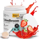 ColonBroom Psyllium Husk Pulver (Strawberry) - Colon Cleanse for Bloating Relief & Gut Health - Colon Broom Fiber Powder Drink - Vegan, Glutenfrei, Non-GMO Fiber Powder Supplement, 60 Portionen