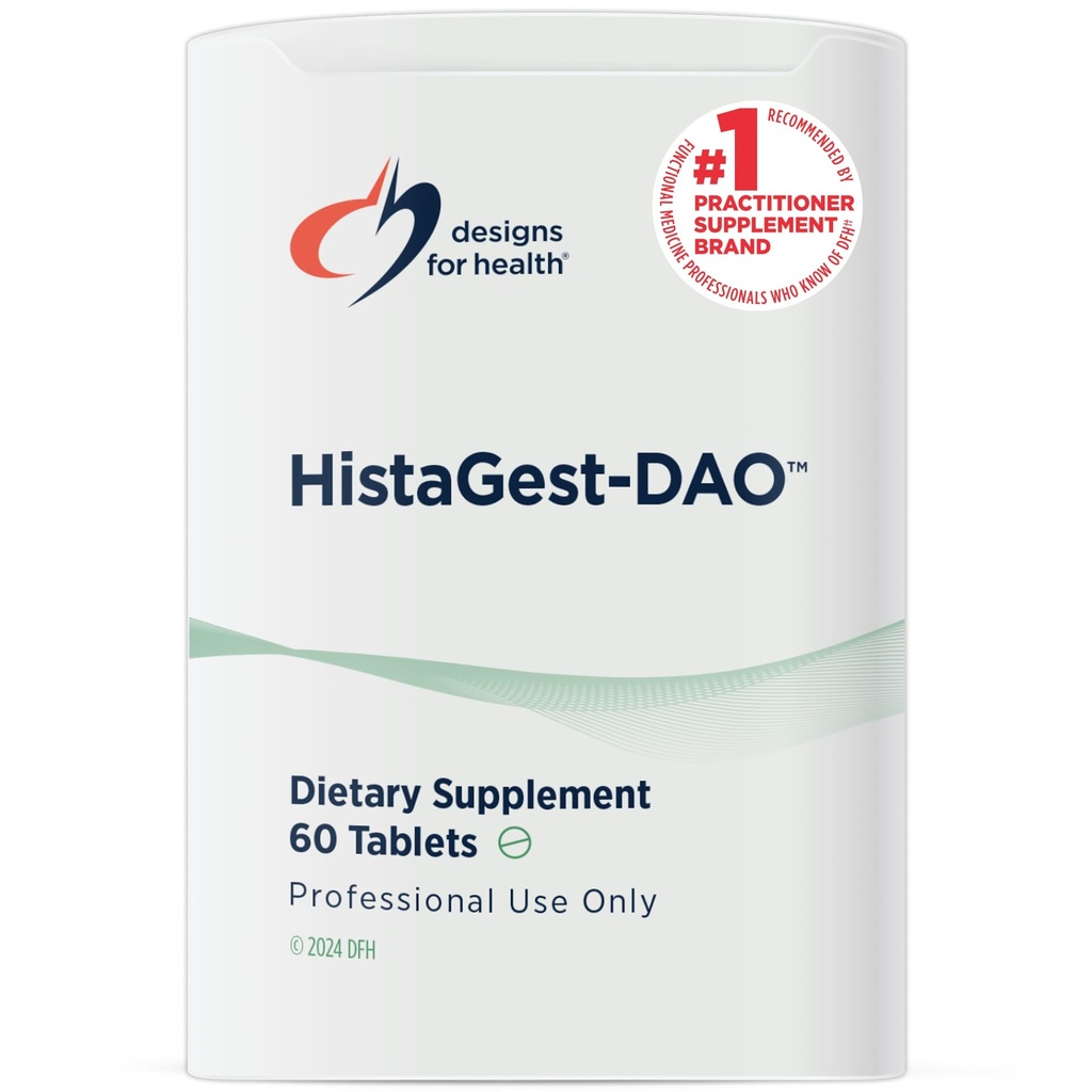 Designs for Health HistaGest-DAO - Diamine Oxidase DAO Enzyme zur Unterstützung der Verdauung von Histamin-haltigen Lebensmitteln - 20.000 HDU DAO Diamine Oxidase Enzyme (60 Gastro-Resistant Tablets)