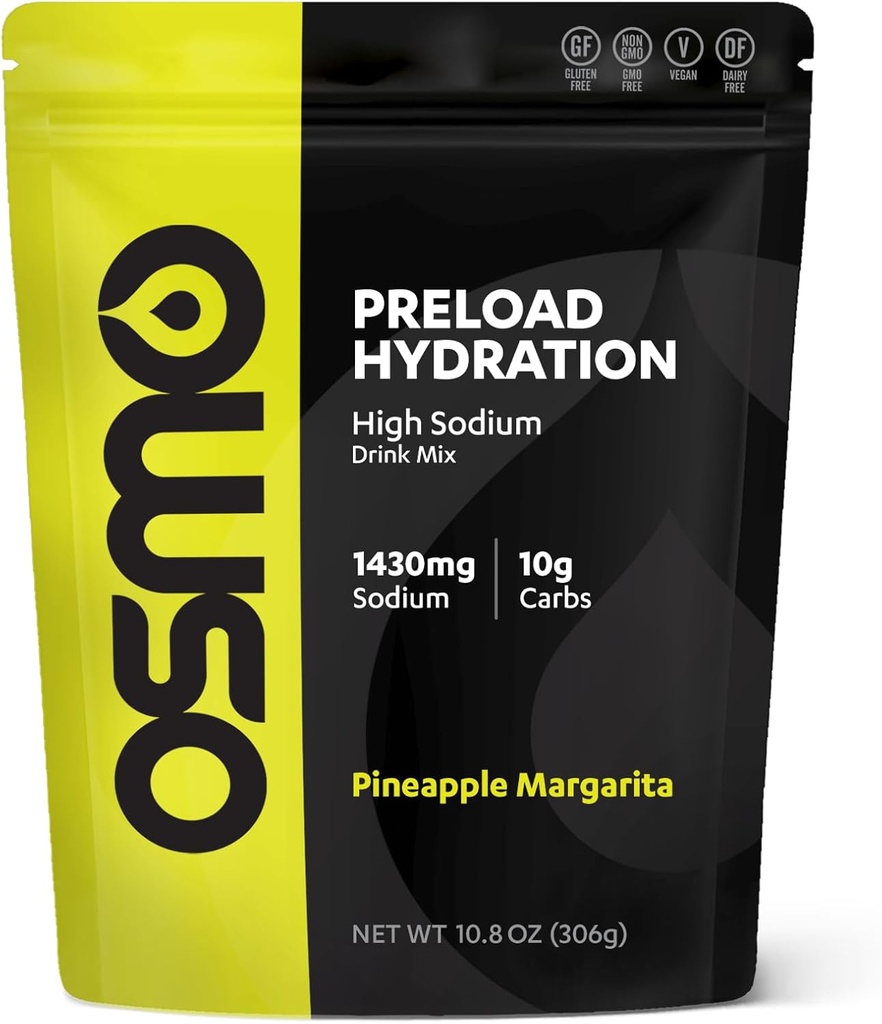 Osmo Predload Hydration Pre Workout Powder Pouch - Tartalmazza a magas nátrium-bikarbonát, magnézium, kálium, szénhidrát és vitaminok, Cane Sugar, Beat Cramps & Dehidration - Ananász Margarita (Pouch)