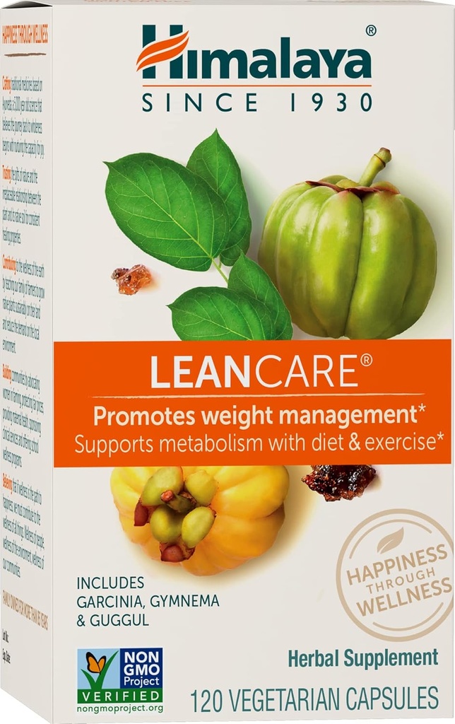 Himalaya LeanCare - Kräuterergänzung für Gewicht und Stoffwechsel Unterstützung mit Garcinia Cambogia, Gymnema Sylvestre, und Guggul - Vegan, Non-GMO, Glutenfrei, 600 mg, 120 Kapseln