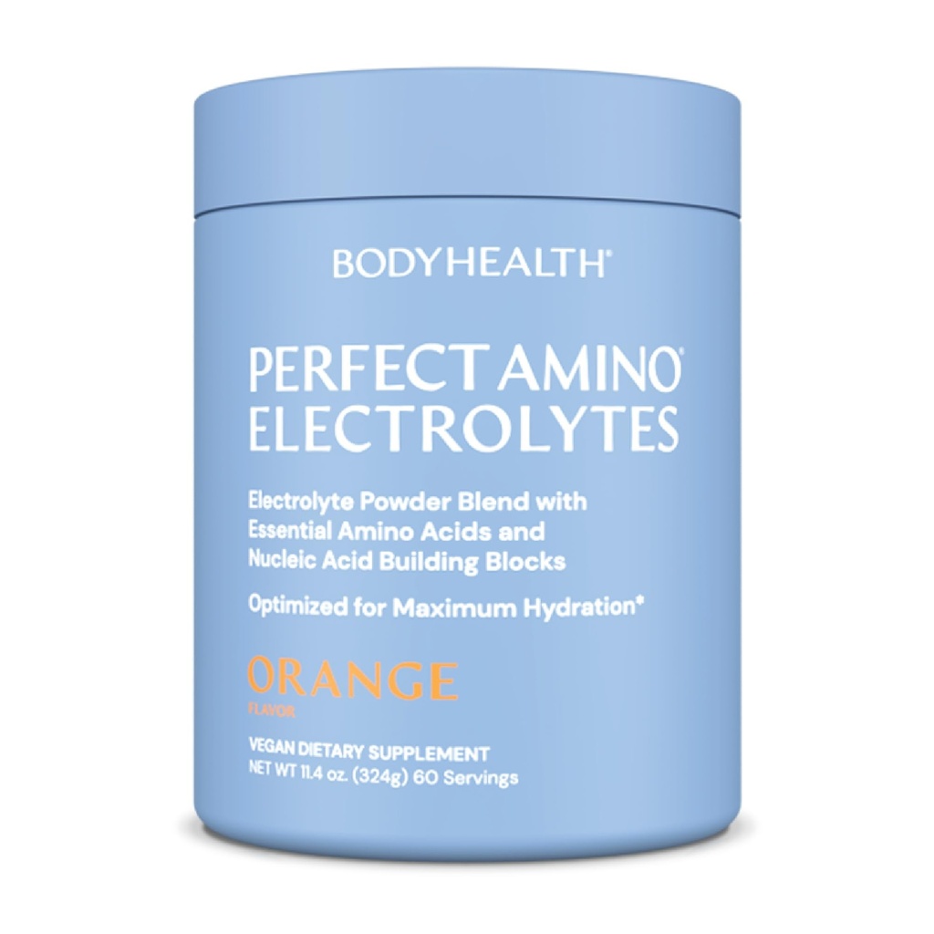 BodyHealth PerfectAmino Elektrolites Powder No Sugar, Keto Sugar Free Fasting Electrolites Drink Mix, Hidratációs Powder Trace Minerals - Orange - 60 Servings