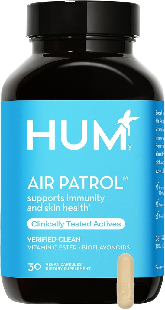 HUM Air Patrol Immununterstützung Ergänzung mit Vitamin C & Citrus Bioflavonoids, Vegan Vitamin C Ergänzungen für Frauen und Männer, unterstützt Hautbarriere, Lung Health & Immunsystem, 30 Vegan Kapseln