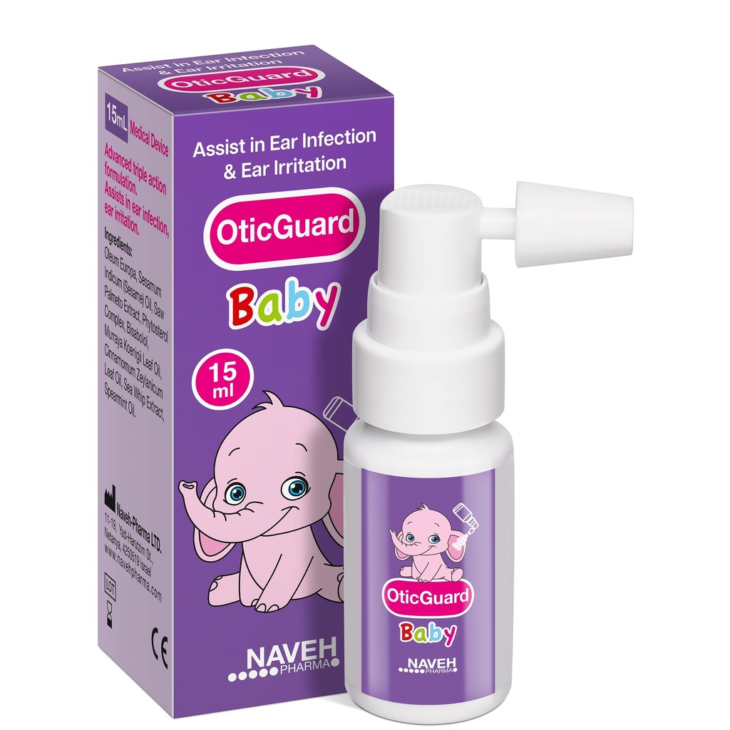 NAVEH PHARMA Otic Guard Baby Ear Drops – Natürliches Ear Öl für Ohr Wax Entfernung & Infektion Relief – Gentle Ear Cleaner für Babys, Kleinkinder & Kinder – Beruhigt Itchy Ears & Swimmers Ohr