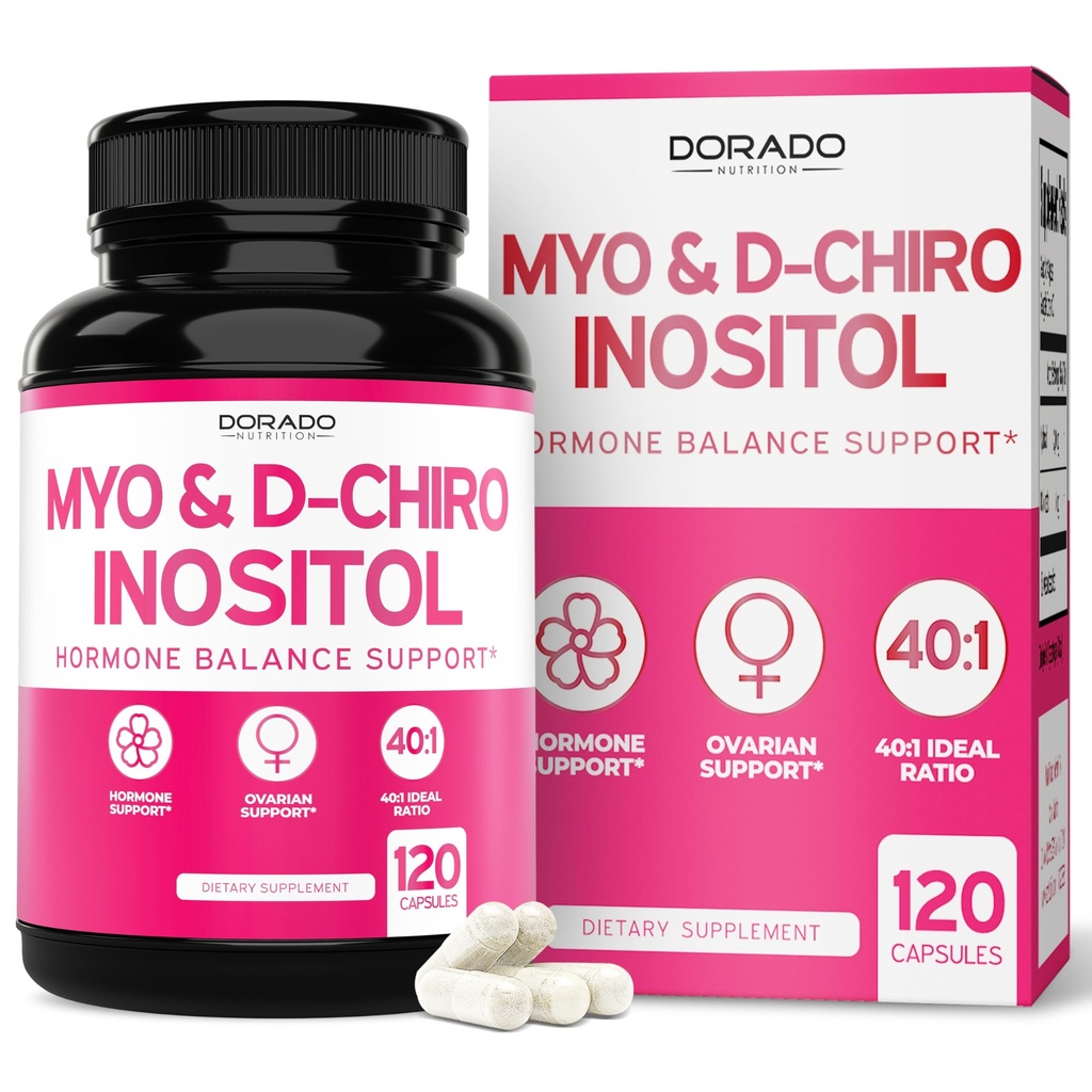 Myo-Inositol & D-Chiro Inositol Ergänzung für Frauen (120 Kapseln, 2050mg pro Servieren Ideal 40:1 Ratio Myo Inositol) Hormon Balance für Frauen - Dritte getestet, Vegan Safe & USA Made - 120 Count